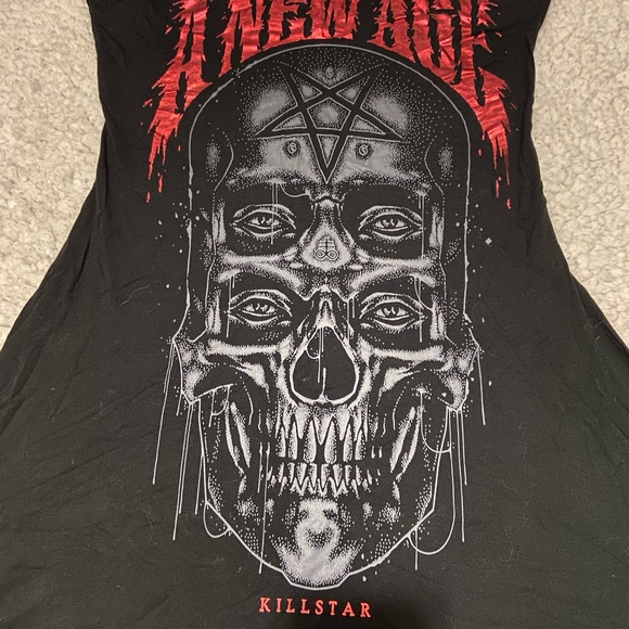 Killstar New Age Lace Back Tank Tshirt Dress Asymmetrical Tunic - Picture 6 of 7